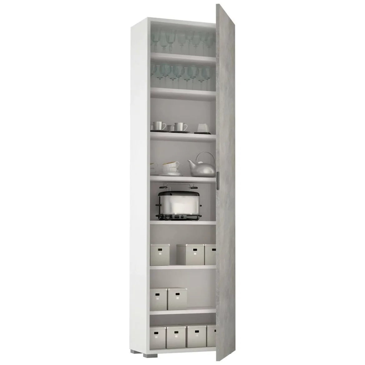 Armadio bianco e cemento 1 anta 50x182h cm - Abuela