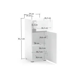 Armadio bianco lucido slim 34x81h cm - Sylvain
