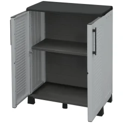 Armadio in plastica 2 ante grigio chiaro e nero 68x90h cm - Anthony
