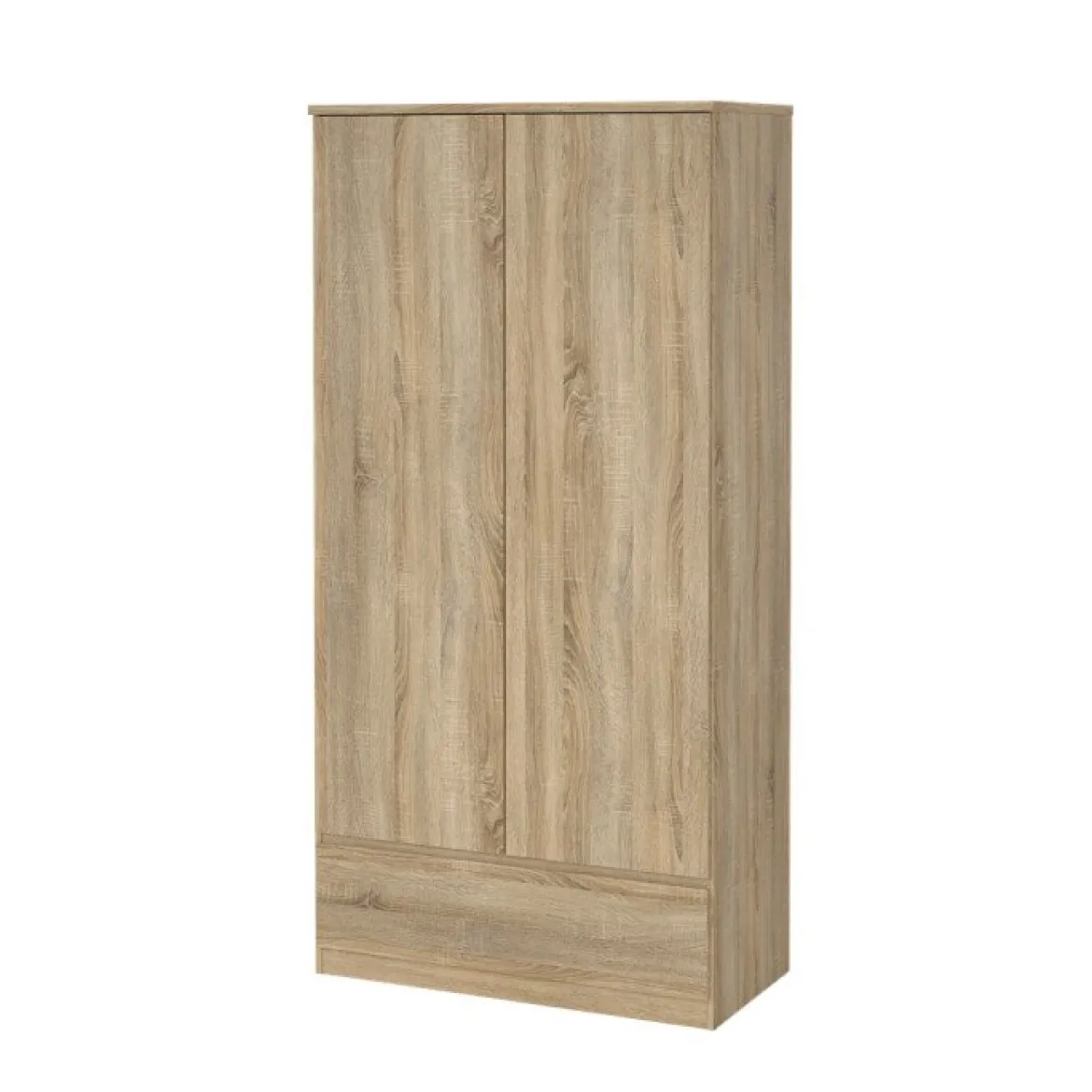 Armadio Multiuso 2 Ante Marrone Maniglie Incluse Materiale Anta in Legno Nobilitato 98.9x200.6h cm, Materiale Ripiano in Legno Nobilitato - Germano