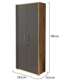 Armadio Multiuso 2 Ante Marrone Rovere Nodi 5 Ripiani 2 Ante 68x197h cm, 6 Vani - Casazza