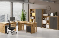 Armadio Multiuso 2 Ante Marrone Rovere Nodi 5 Ripiani 2 Ante 68x197h cm, 6 Vani - Casazza