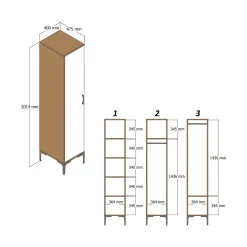 Armadio noce e antracite 1 anta 47x201h cm - Giusta