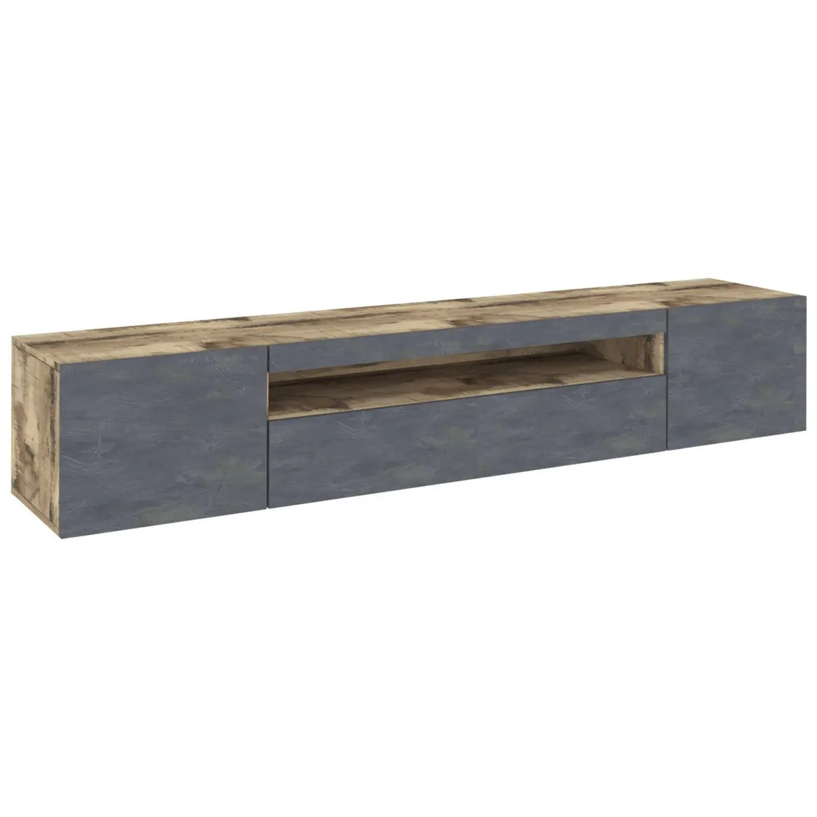 Base TV acero e ardesia 200x40x37h cm 3 ante - Amore