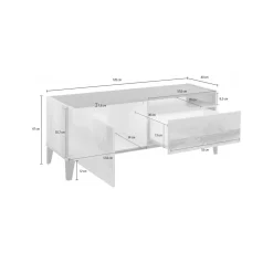 Base TV acero e ardesia 120x40x47h cm in legno - Atris