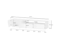 Base TV bianco lucido e acero 200x43x46h cm 2 ante e 2 cassetti - Arghi