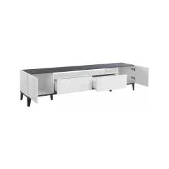 Base TV bianco lucido e ardesia 200x45x52h cm 3 ante - Arold