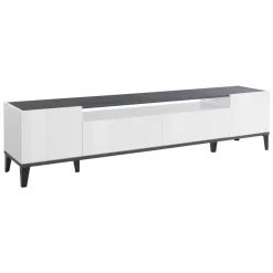 Base TV bianco lucido e ardesia 200x45x52h cm 3 ante - Arold