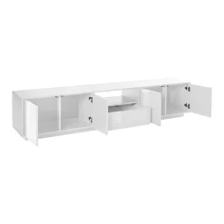 Base TV bianco lucido 220x41x46h cm 4 ante e 1 cassetto - Ajuly