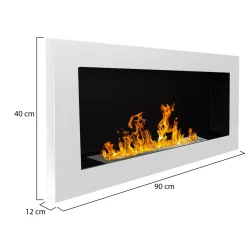 Camino a Bioetanolo Bianco Capacità 0.75 lt Superficie Riscaldabile 25 90x12x40h cm, Potenza (kw) 2.5 - Seulo