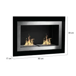 Camino a bioetanolo da parete o incasso 17x90x39h cm nero - Adro