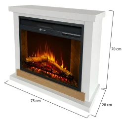 Camino Elettrico Bianco Superficie Riscaldabile 30 Potenza (kw) 0.9/1.8 96x35x96h cm, Indoor - Alfaedo