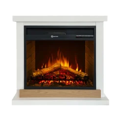 Camino Elettrico Bianco Superficie Riscaldabile 30 Potenza (kw) 0.9/1.8 96x35x96h cm, Indoor - Alfaedo