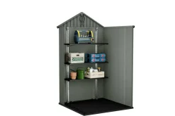 Casetta da Giardino Verde Nero Resistente Agli Agenti Atmosferici Presenza Finestre 190x183x221h cm, Tetto a due Falde - Savanna