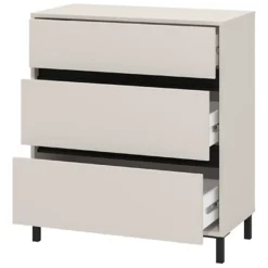 Cassettiera Beige Nero 6 Cassetti Apertura Scorrevole 157x40x90h cm, Chiusura Scorrevole - Mapello