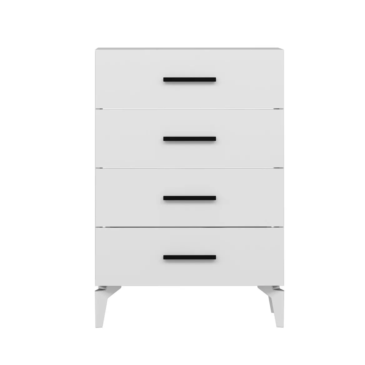 Cassettiera Bianco 4 Cassetti Apertura Scorrevole 72x47x106h cm, Chiusura Scorrevole - Lornar