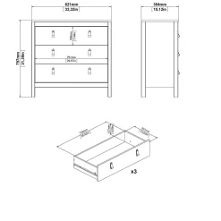 Cassettiera con maniglie nera 82x79h cm - Sagar
