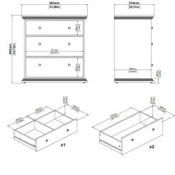 Cassettiera con maniglie nera 98x76h cm - Theodule