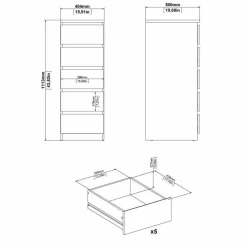 Cassettiera con maniglie rovere 50x111h cm - Achaldi