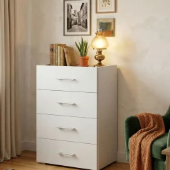 Cassettiera in legno bianca e rovere 61x118h cm - Argenta