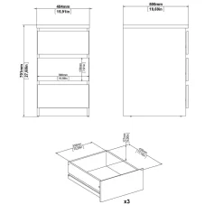 Cassettiera moderna nera 50x70h cm - Accudino