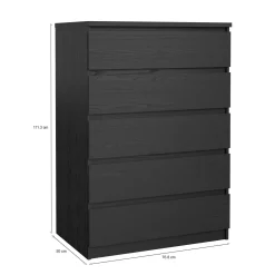 Cassettiera moderna nera 77x111h cm - Ansel