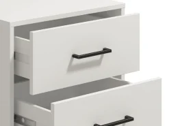 Comodino Bianco Nero un Ripiano 2 Cassetti 48x40x52h cm, Apertura Scorrevole - Clanezzo
