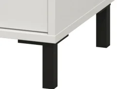 Comodino Bianco Nero un Ripiano 2 Cassetti 48x40x52h cm, Apertura Scorrevole - Clanezzo