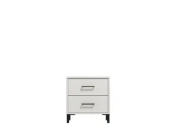 Comodino Bianco Nero un Ripiano 2 Cassetti 48x40x52h cm, Apertura Scorrevole - Clanezzo