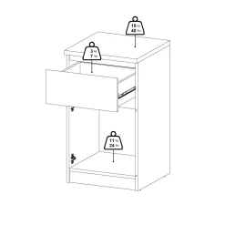 Comodino 1 cassetto rovere 40x40x70h cm - Delfini
