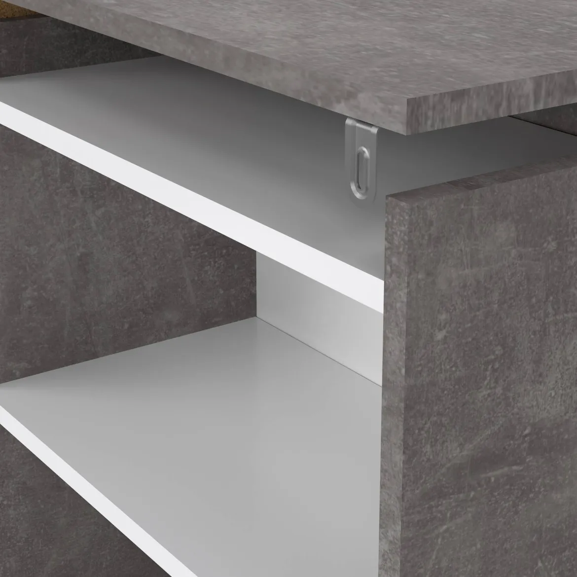 Comodino classico cemento e bianco lucido 164x26x79h cm - Delfino