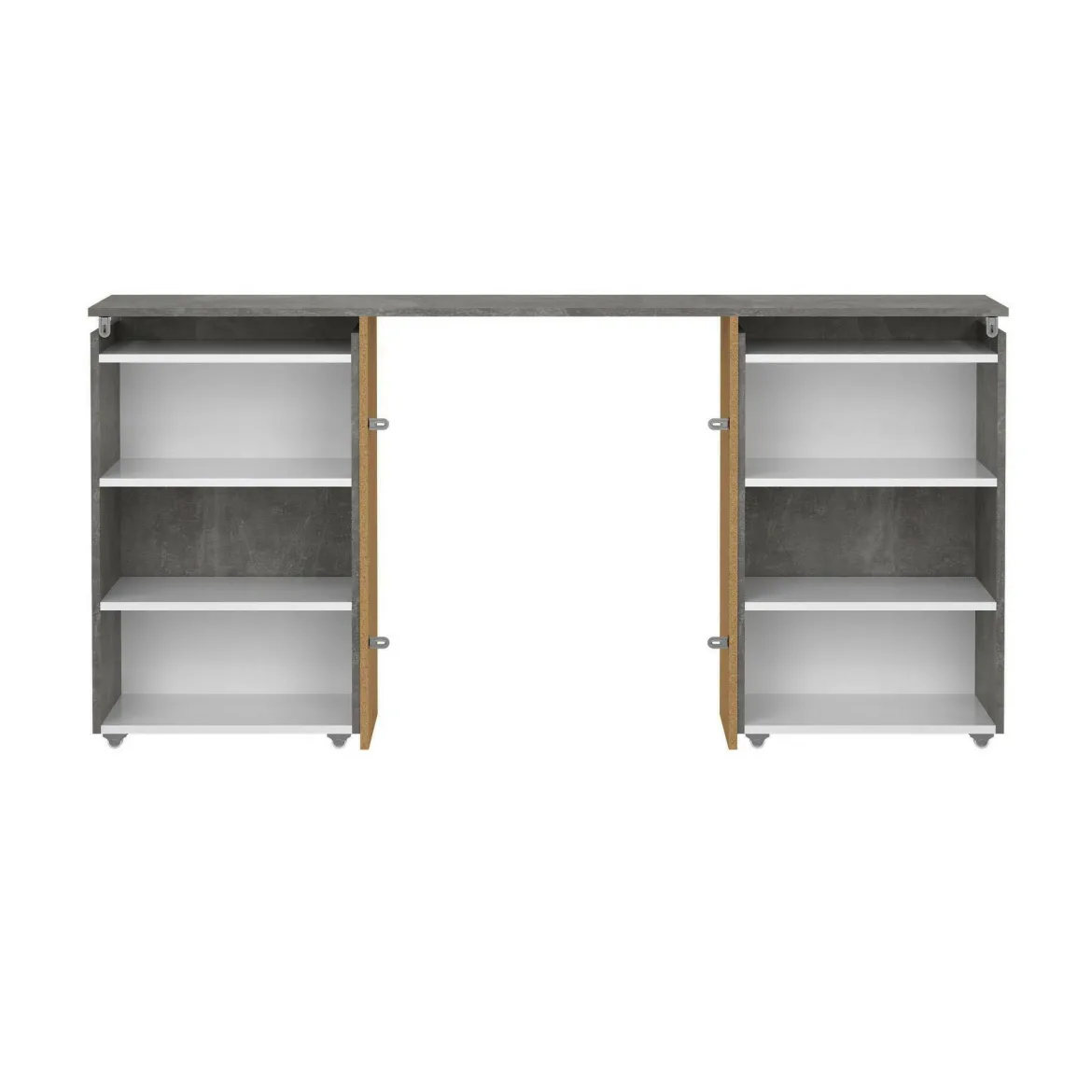 Comodino classico cemento e bianco lucido 164x26x79h cm - Delfino