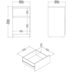 Comodino in legno bianco lucido e rovere 40x40x70h cm - Delfini