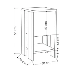 Comodino in legno bianco 43x38x54h cm - Fred