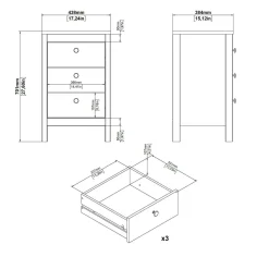 Comodino in legno bianco 43x40x58h cm - Alichin