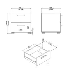 Comodino in legno quercia 40x40x42h cm - Apolla