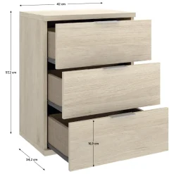 Comodino Marrone Rovere Grigio 3 Cassetti un Ripiano 34x42x57h cm, Piedini abs Antirumore e Antigraffio - Blythe