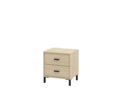 Comodino Marrone Rovere Nero 2 Cassetti un Ripiano 48x40x52h cm, Apertura Scorrevole - Piea