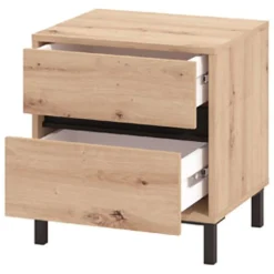 Comodino Marrone Rovere Nodi Nero 3 Cassetti un Ripiano 45x40x63h cm, Apertura Scorrevole - Talana
