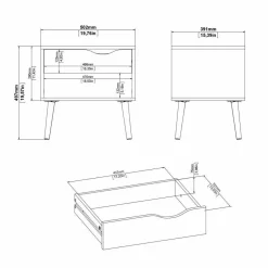 Comodino moderno bianco e quercia 50x39x49h cm - Lucina