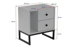 Comodino Rhiannon, 45x30 h50 cm, Nero