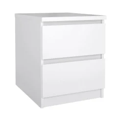 Comodino 1 ripiano bianco lucido e rovere 45x43x55h cm - Aucuba