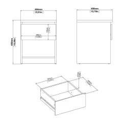 Comodino 1 ripiano bianco opaco 40x40x49h cm - Scolastica