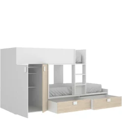 Composizione camera da letto Acerola, 275x108h150 cm, Bianco e Rovere
