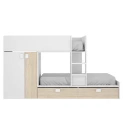 Composizione camera da letto Acerola, 275x108h150 cm, Bianco e Rovere