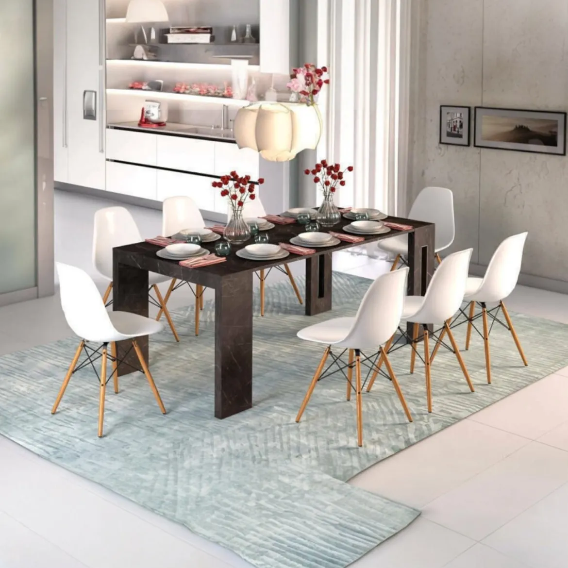 Consolle allungabile Akam, 186x80h76 cm, Marmo Nero
