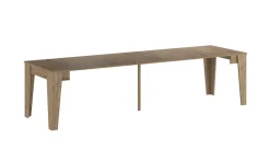 Consolle Allungabile Marrone Rovere Nodi Allungabile 12 Posti 305.6x90x75.2h cm, Meccanismo Estensione Allunghe Centrali - Gizio