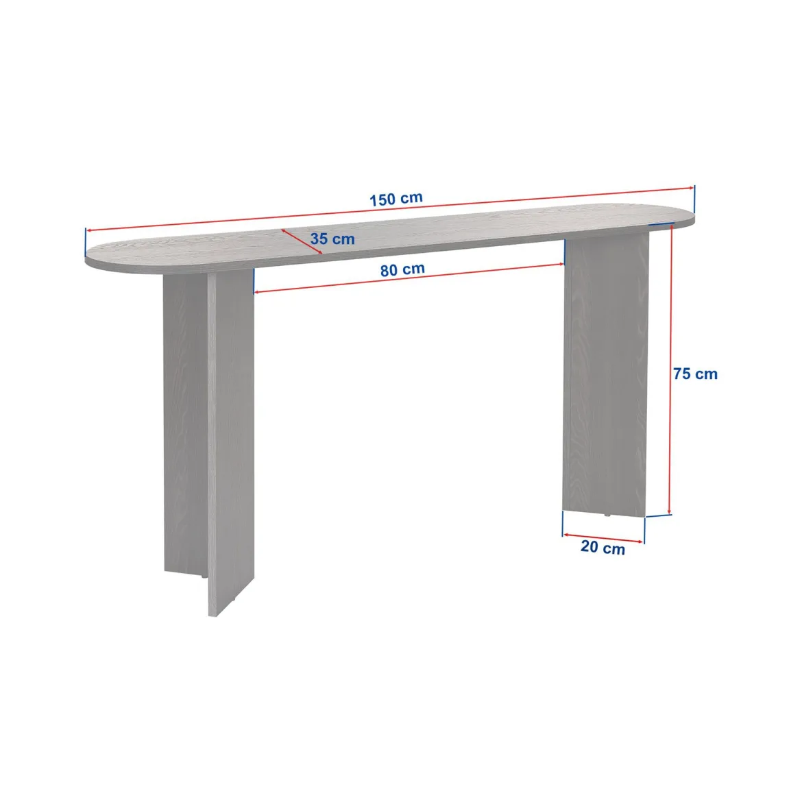 Consolle Bianco Marmo un Ripiano Peso Supportato 25 kg 150x35x75h cm, Colore Ripiano Bianco - Cercino