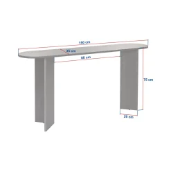 Consolle Bianco un Ripiano Peso Supportato 25 kg 150x35x75h cm, Colore Ripiano Bianco - Cercino