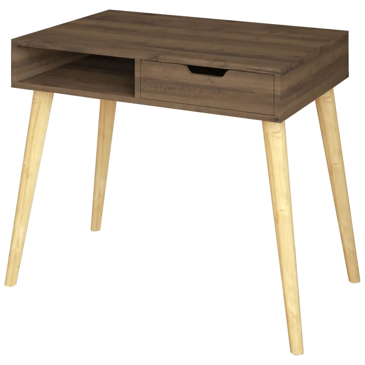 Consolle Marrone Noce Marrone Rovere un Vano Colore Ripiano Marrone 90x60x80h cm, Colore Struttura Marrone - Santerno